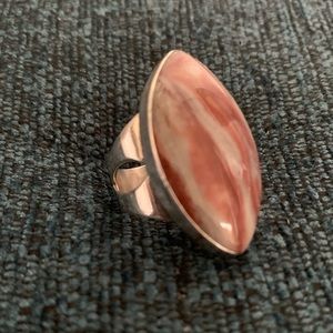 Jay King .925 Silver Ring, Rust/Pearl Color Stone, Good Pre Owned Condition